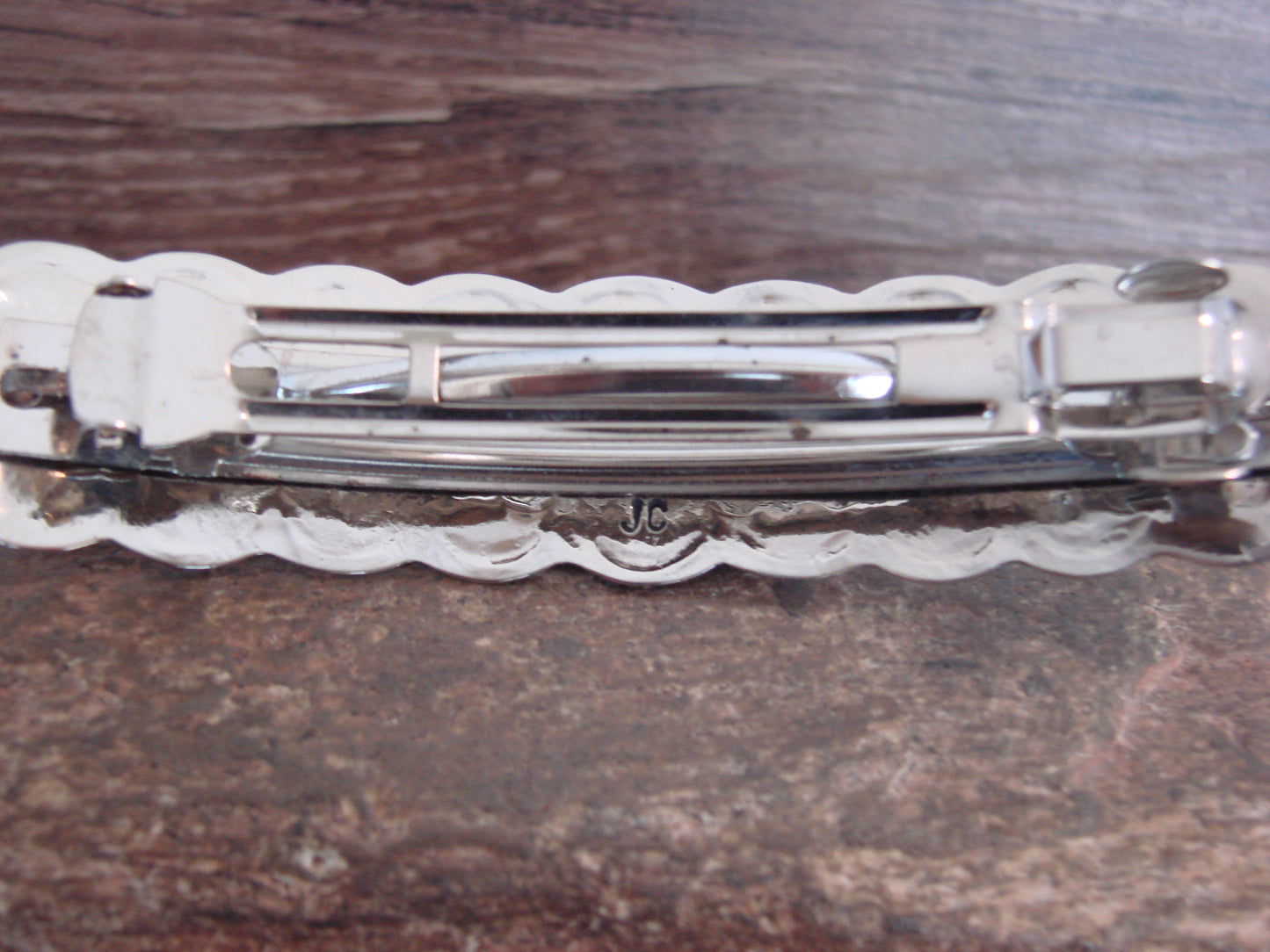 Native American Nickel Silver & Turquoise Hair Barrette by Cleveland