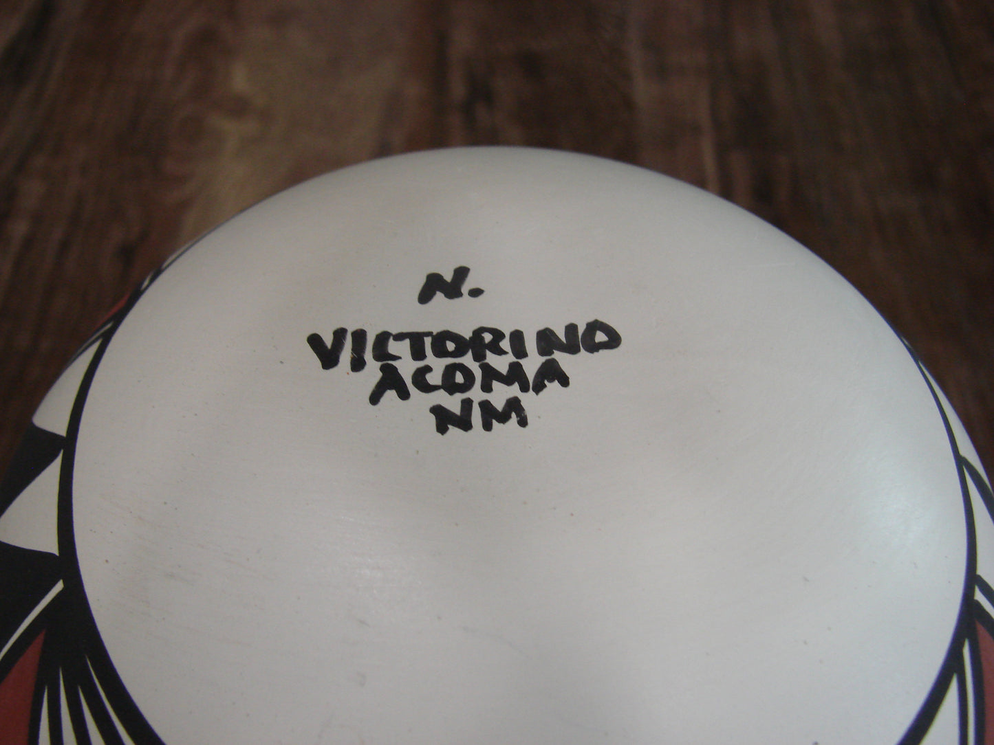 Native American Acoma Fine Line Hand Painted Pottery by Victorino