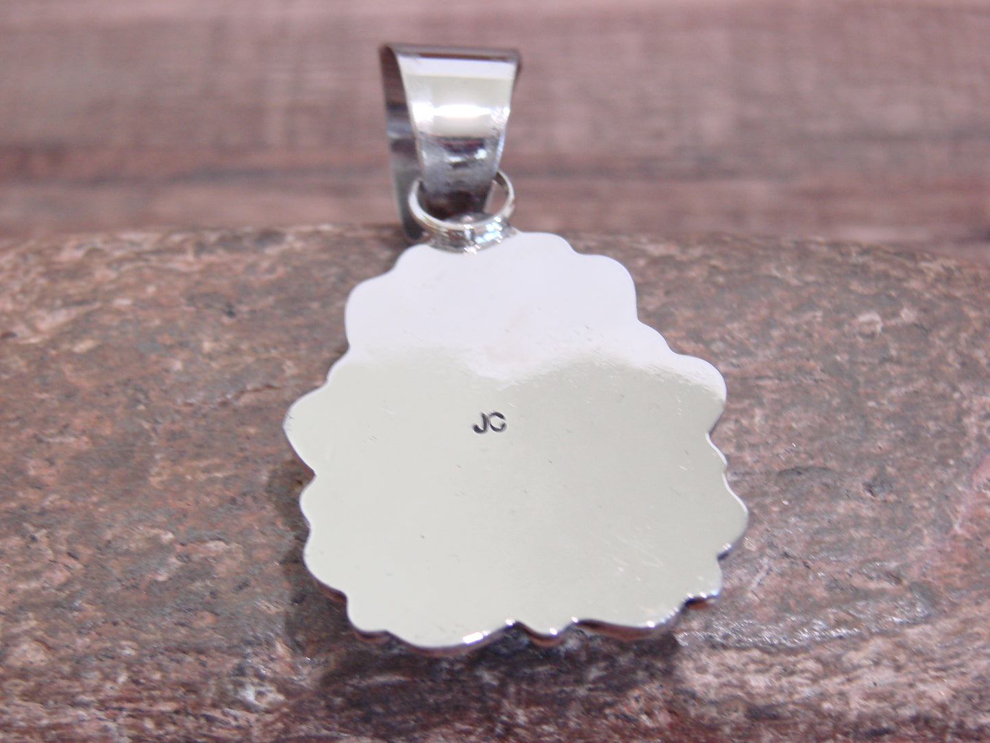 Native American Nickel Silver & Turquoise Pendant - Cleveland