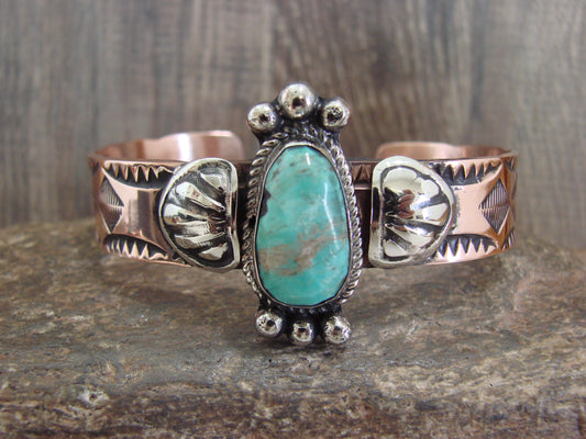 Native American Copper & Turquoise Bracelet by Cleveland