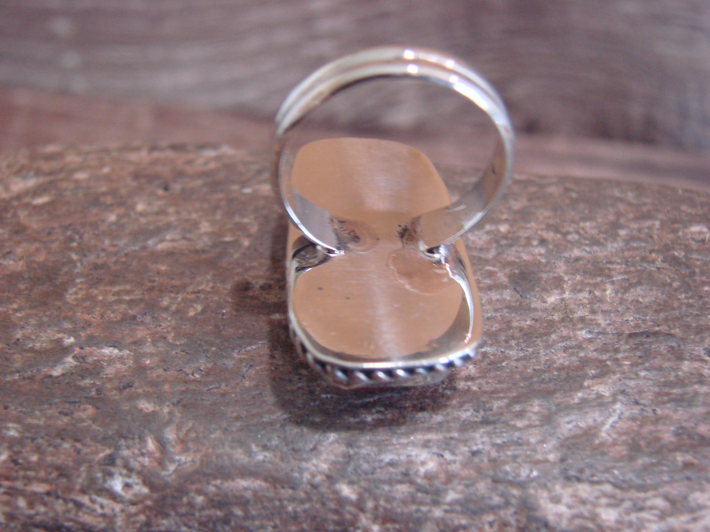 Native American Nickel Silver & Red Howlite Ring Size 7 - Cleveland