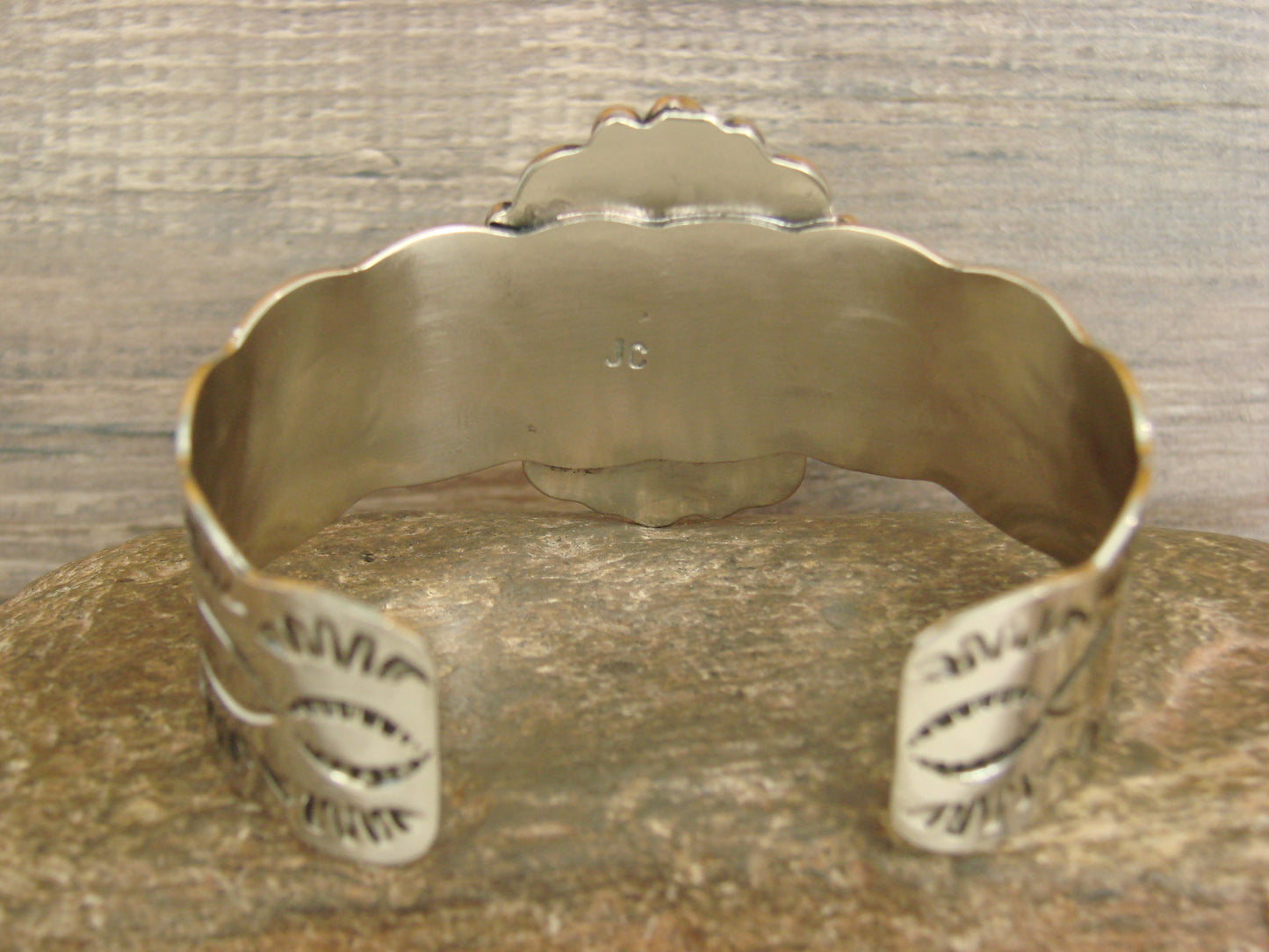 Native American Nickel Silver & Turquoise Bracelet by Cleveland