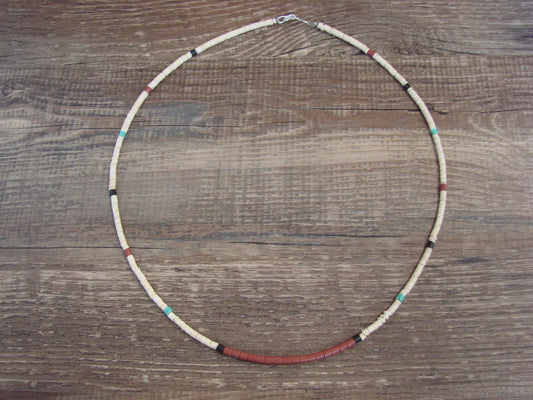 Native American 18" Santo Domingo Tortoise Shell Heishi Necklace - Crespin