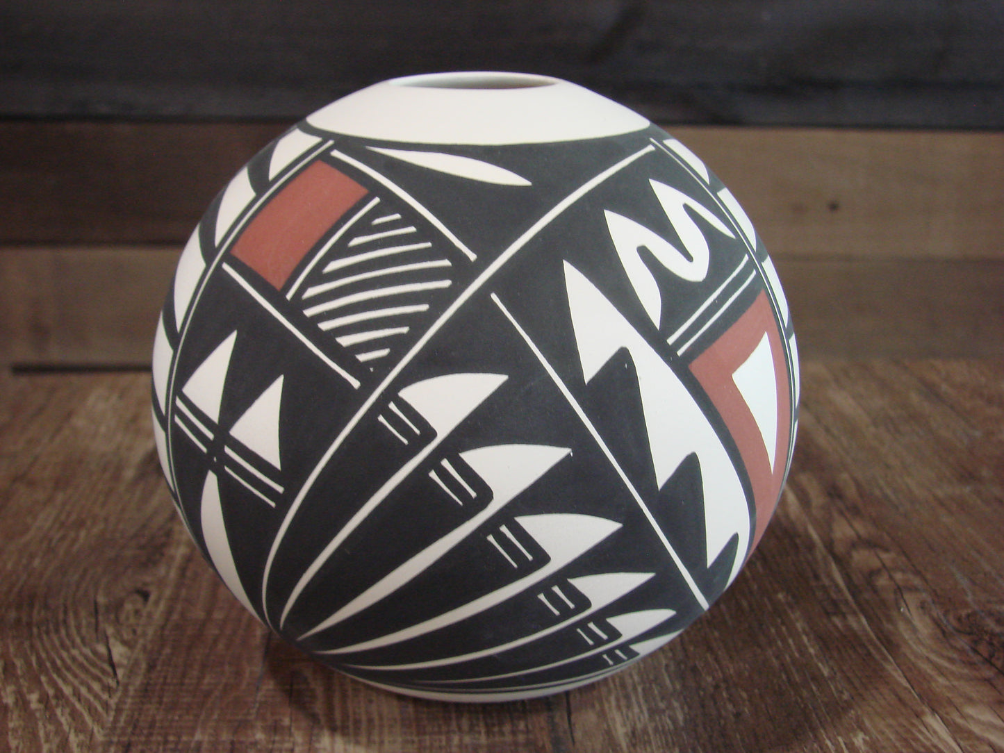 Native American Acoma Fine Line Hand Painted Pottery by Victorino