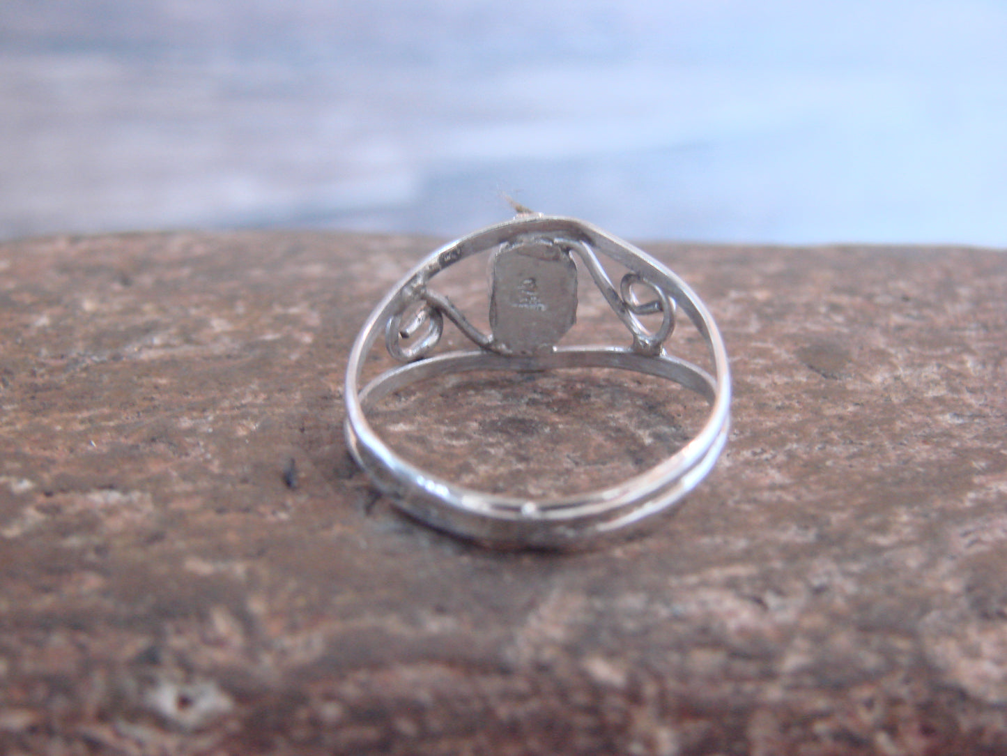 Native American Sterling Silver & Coral Ring Size 5.5 by Lincoln