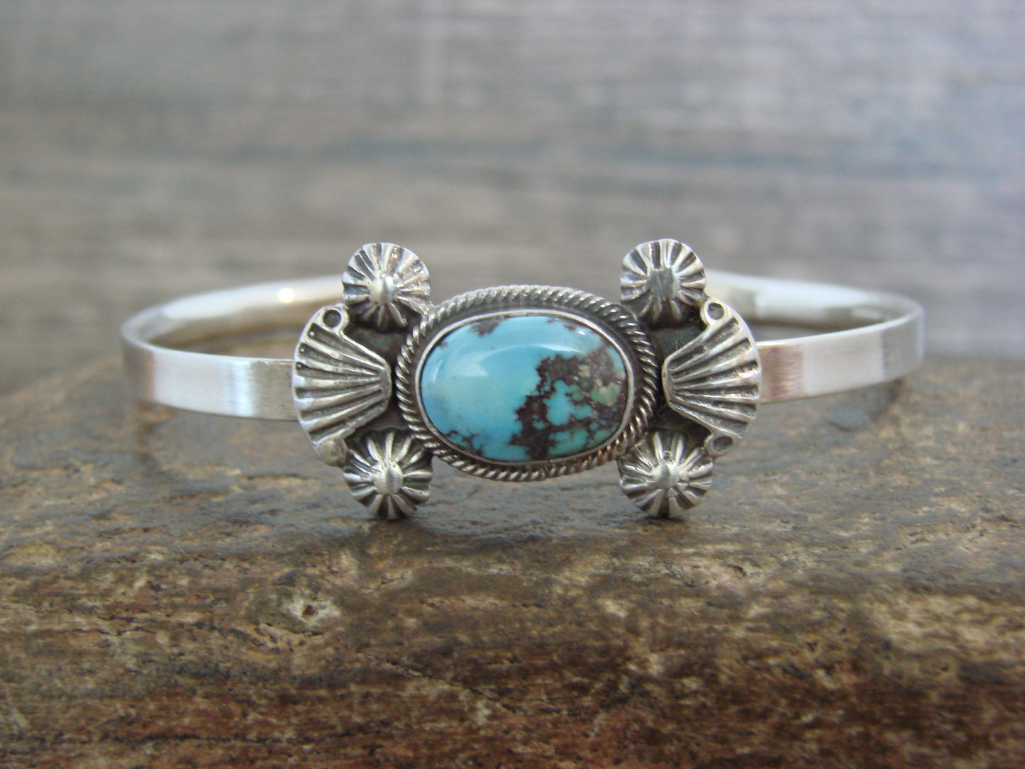 Native American Sterling Silver & Turquoise Bracelet by Francisco