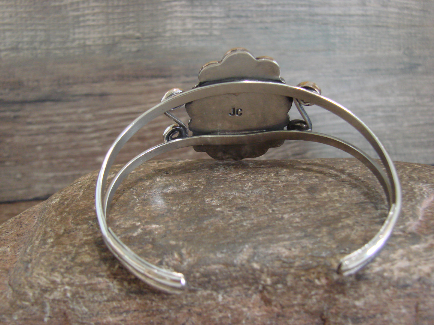Native American Nickel Silver & Turquoise Bracelet by Cleveland