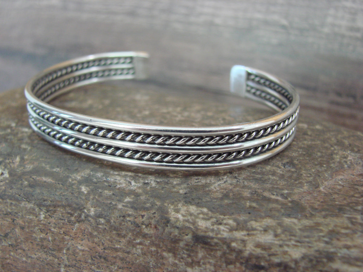 Native American Twisted Sterling Silver Bracelet Cuff by Tahe
