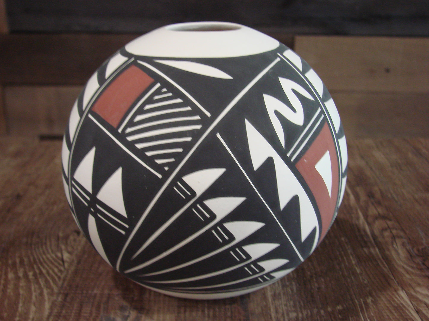 Native American Acoma Fine Line Hand Painted Pottery by Victorino