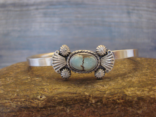 Small Native American Sterling Silver & Sonoran Turquoise Bracelet