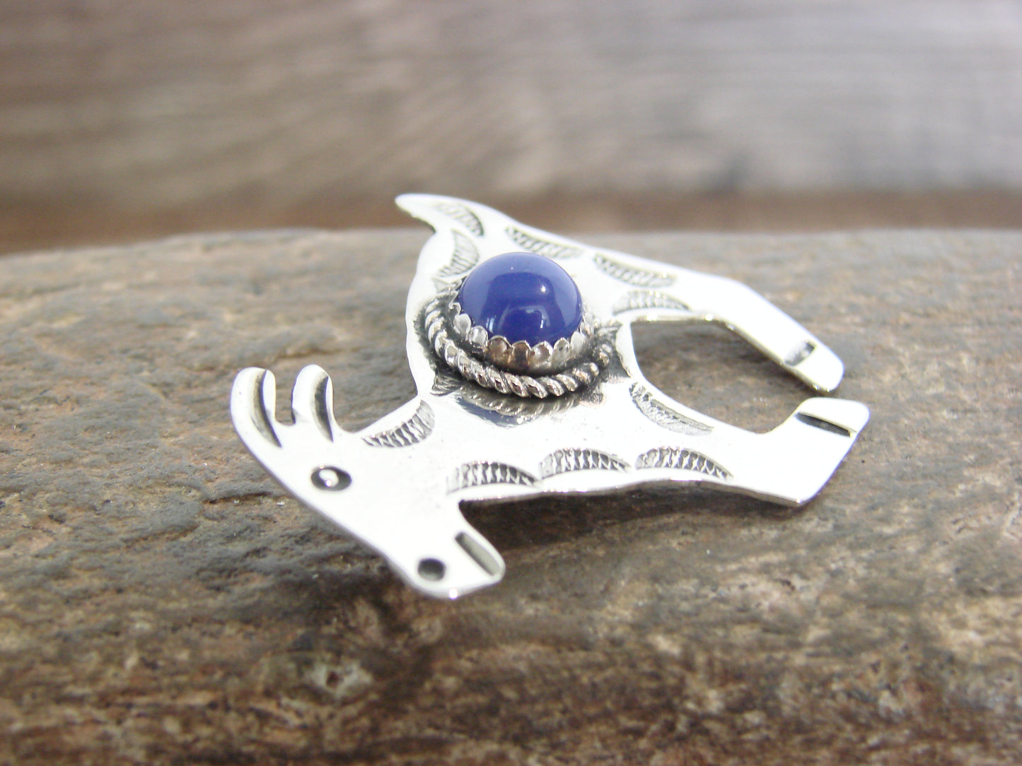 Native American Nickel Silver & Lapis Goat Pin - Cleveland