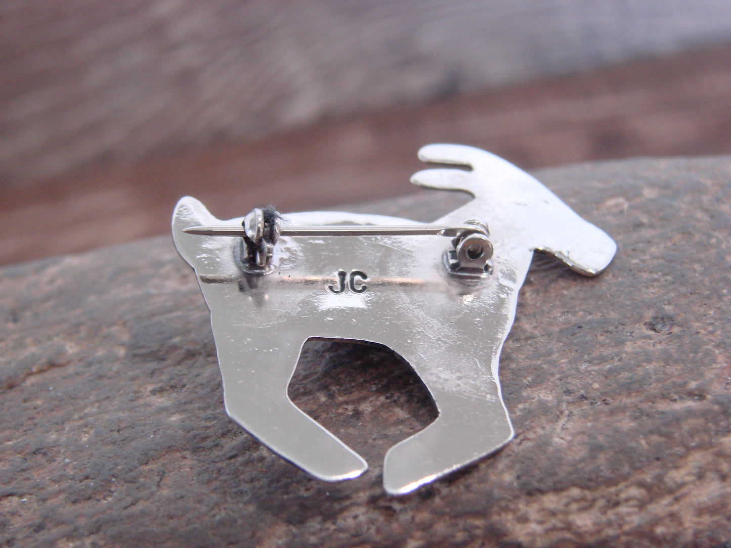 Native American Nickel Silver & Lapis Goat Pin - Cleveland