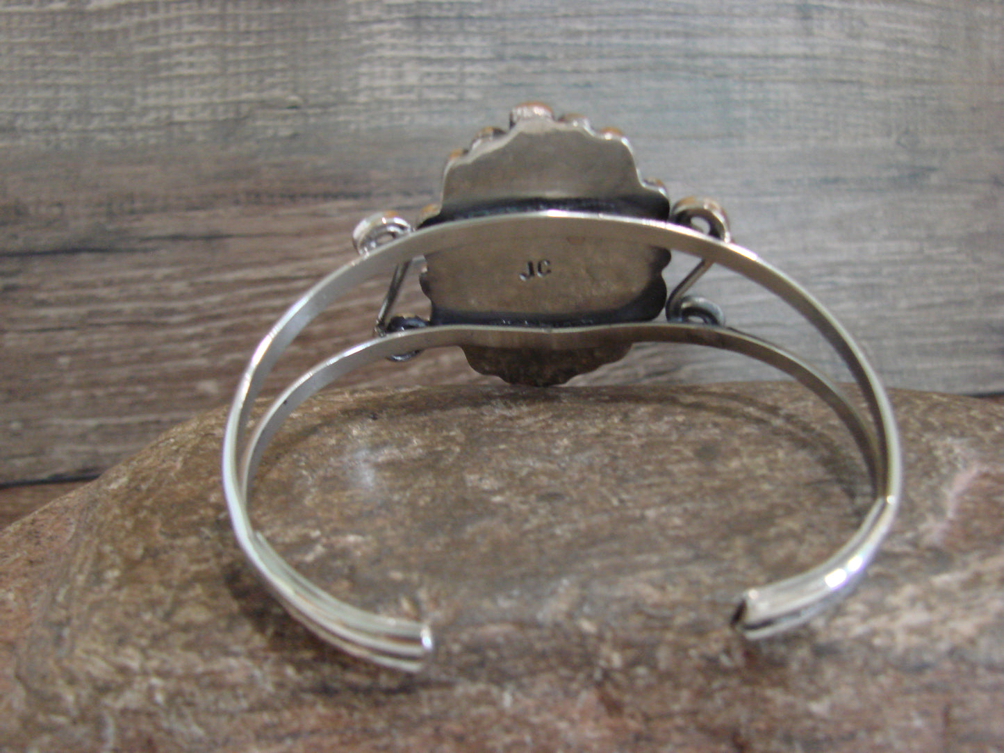 Native American Nickel Silver & Turquoise Bracelet by Cleveland