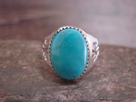 Native American Sterling Silver & Turquoise Ring by Bekis - Size 10