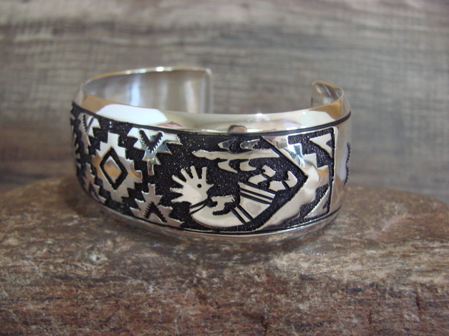 Native American 1" Sterling Silver Kokopelli Bracelet by Singer