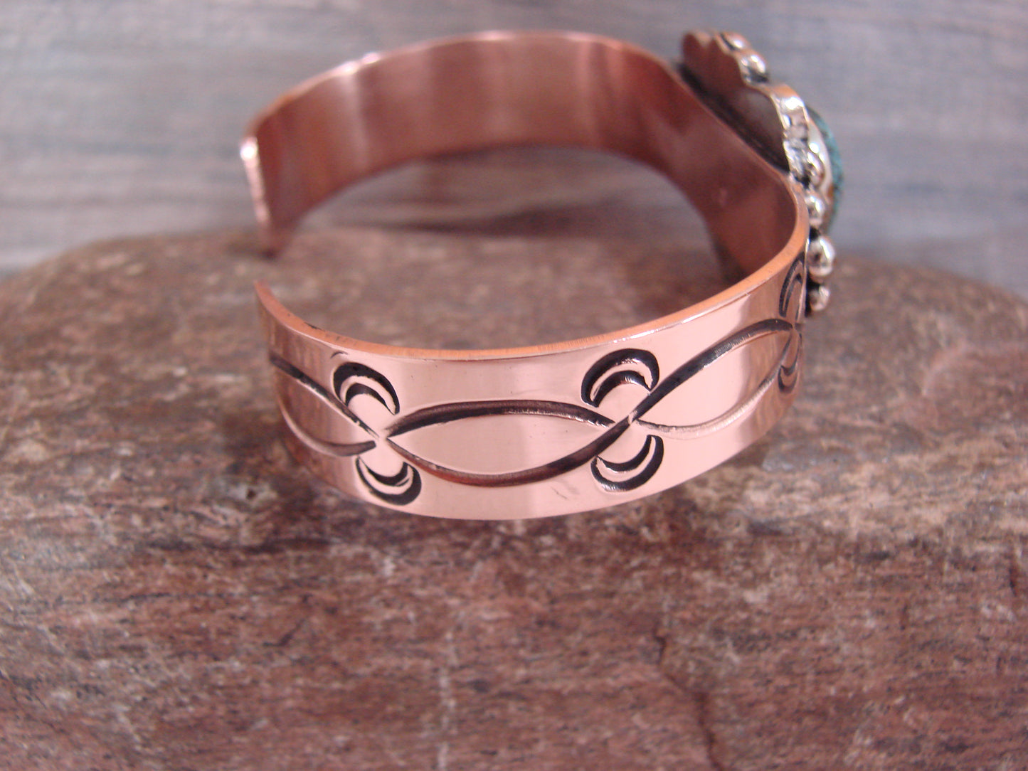 Native American Copper & Turquoise Bracelet by Cleveland