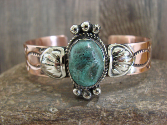 Native American Copper & Turquoise Bracelet by Cleveland