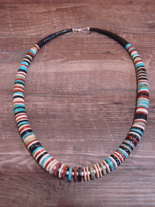 Native American Multi Stone 22" Heishi Necklace by Calabaza