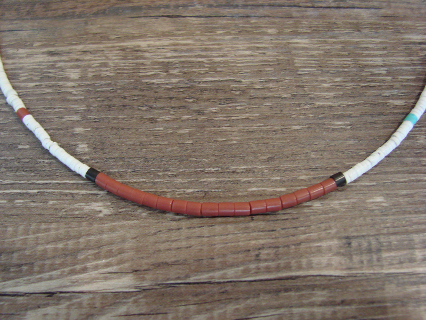 Native American 18" Santo Domingo Tortoise Shell Heishi Necklace - Crespin