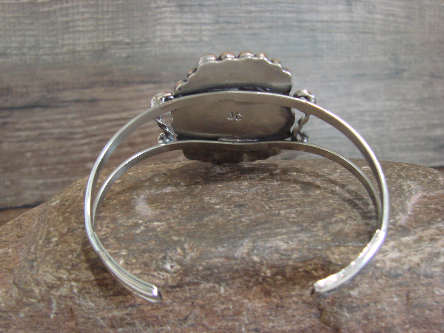 Native American Nickel Silver & Turquoise Bracelet by Cleveland