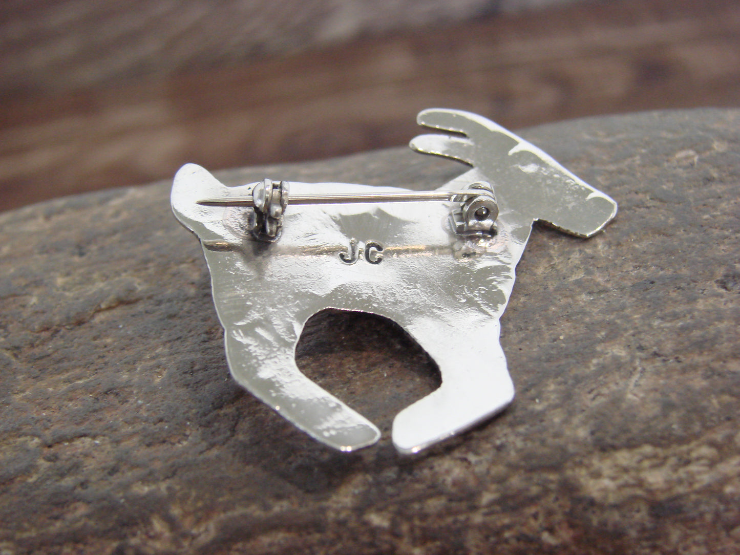 Native American Nickel Silver & Hematite Goat Pin - Cleveland