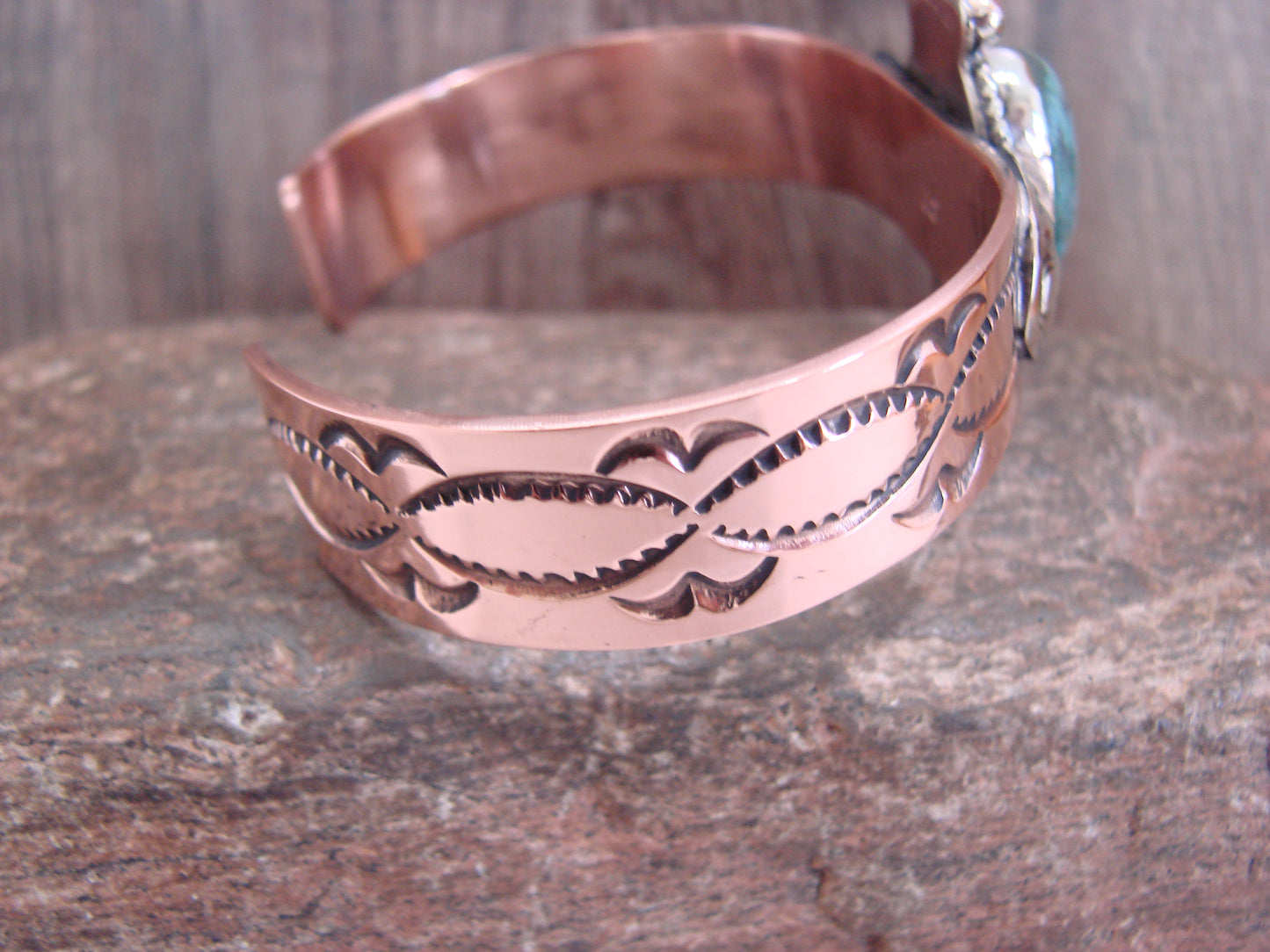 Native American Copper & Turquoise Bracelet by Cleveland
