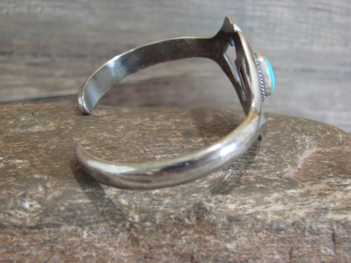 Native American Cast Sterling Silver & Turquoise Bracelet Signed Begay