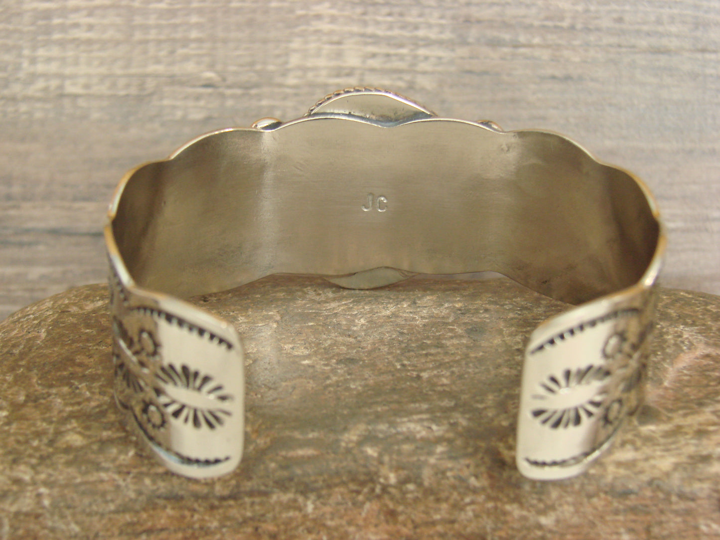 Native American Nickel Silver & Turquoise Bracelet by Cleveland