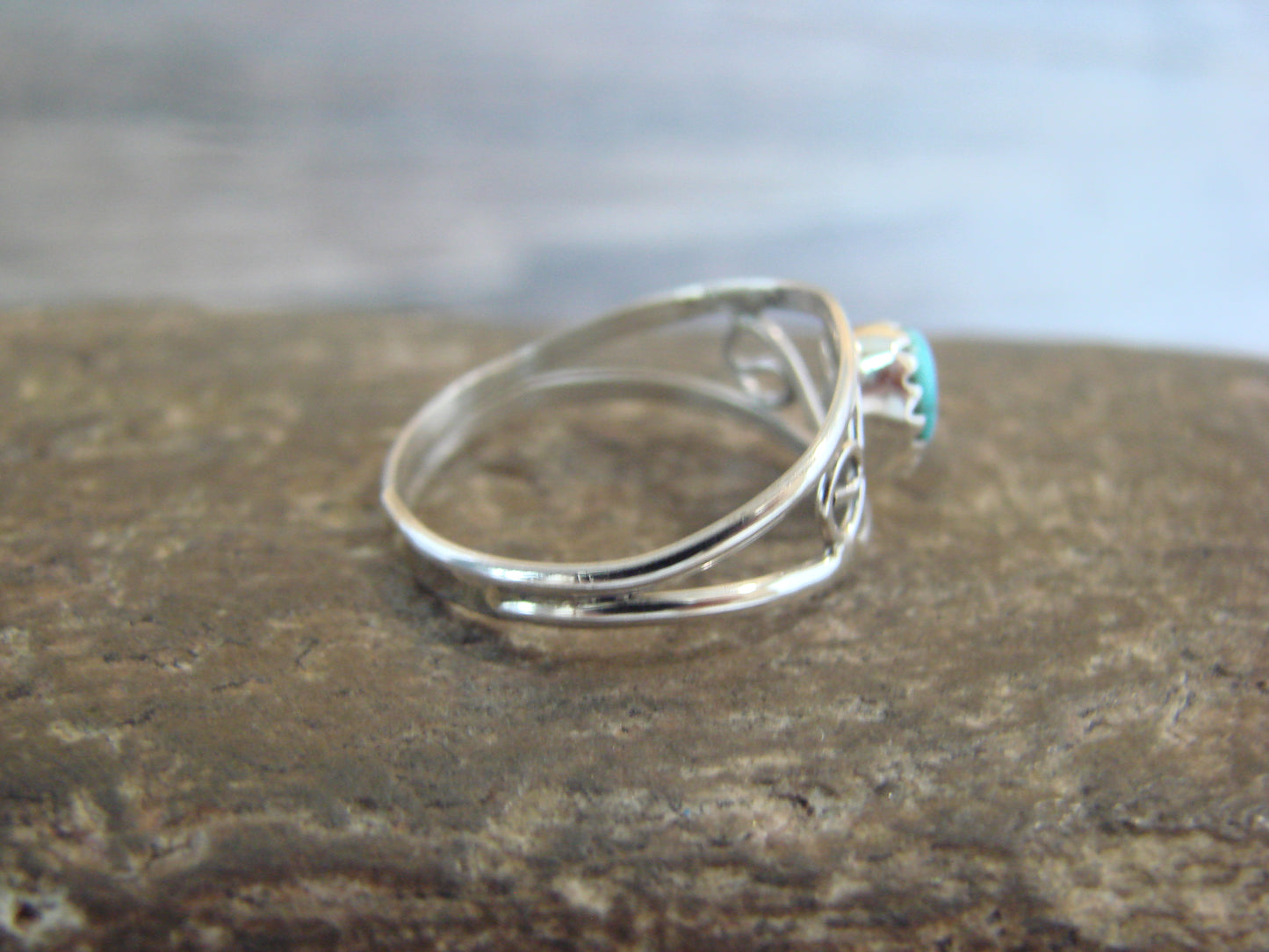 Native American Sterling Silver & Turquoise Ring Size 7 by Lincoln