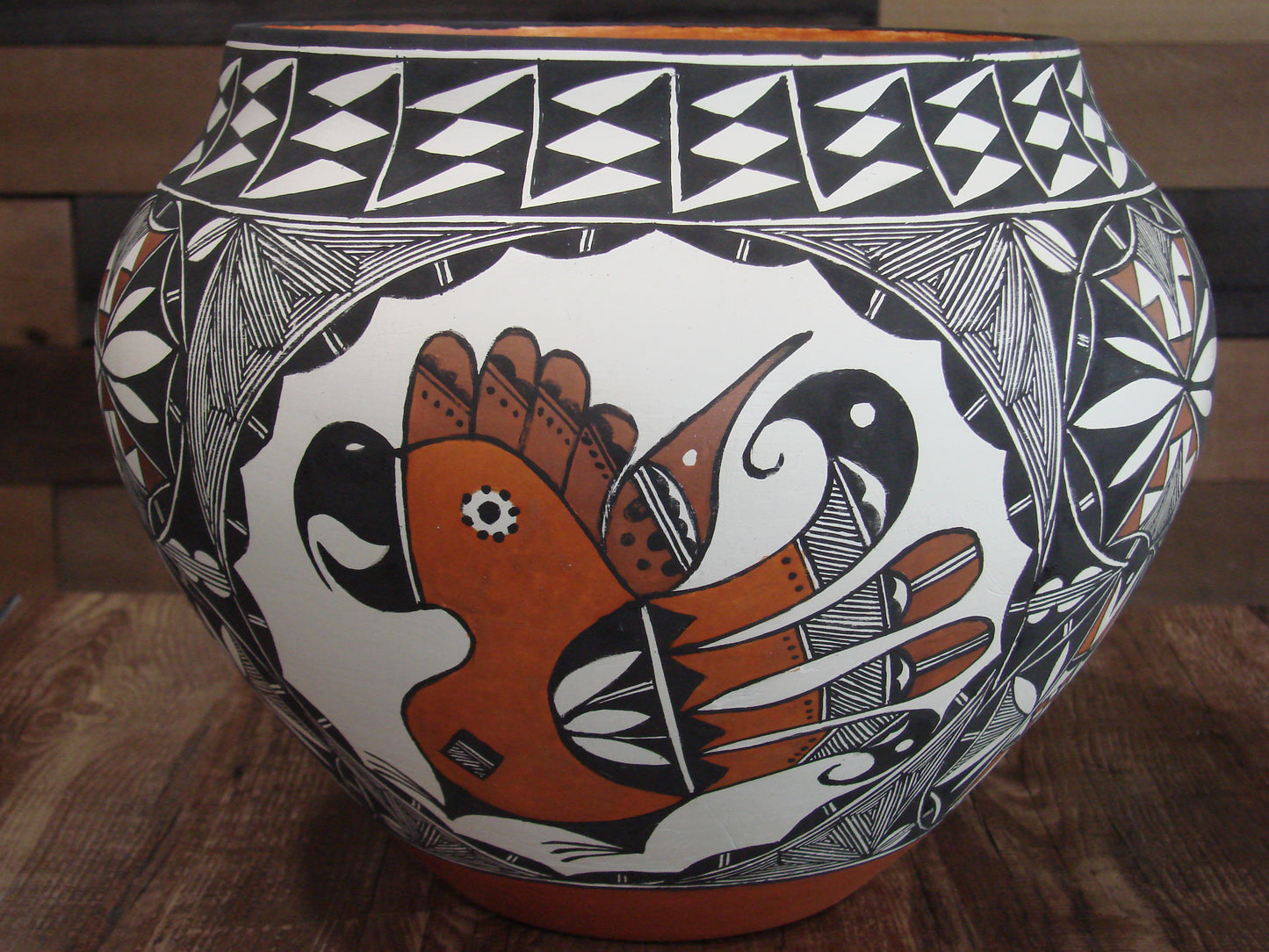 Native American Acoma Fine Line Hand Painted Pottery by R. Trujillo