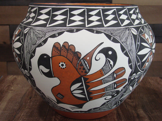 Native American Acoma Fine Line Hand Painted Pottery by R. Trujillo