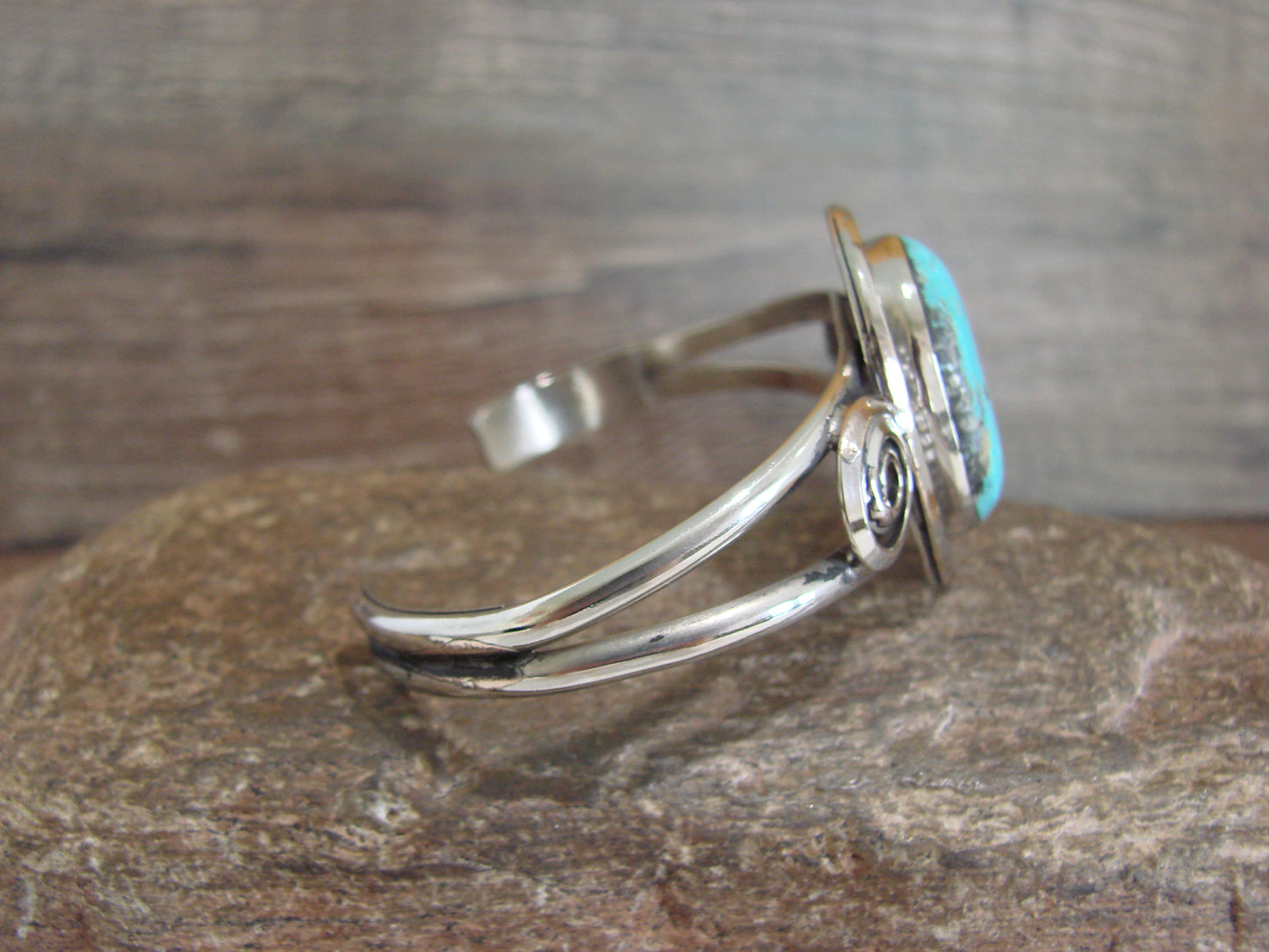 Native American Nickel Silver & Turquoise Bracelet by Cleveland