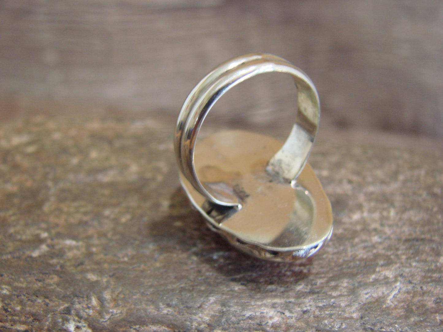 Native American Nickel Silver & Red Howlite Ring Size 7 - Cleveland