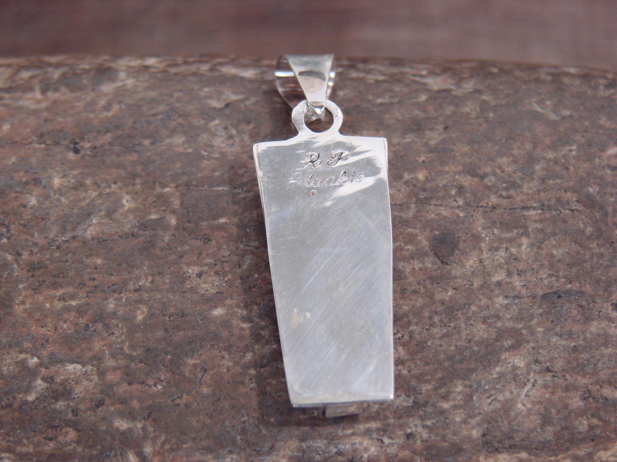 Native American Sterling Silver & Turquoise Inlay Sunface Pendant - Edaakie