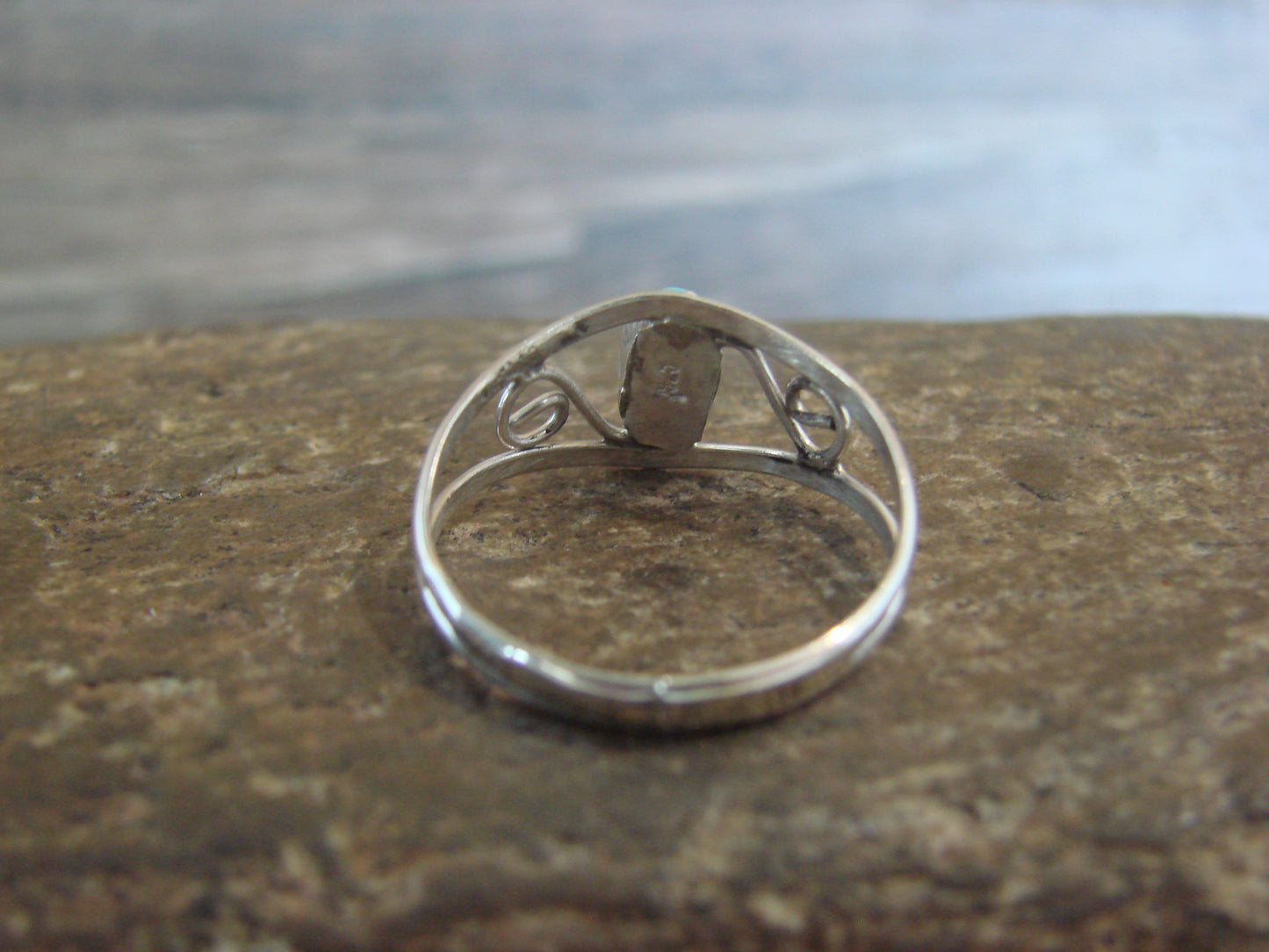 Native American Sterling Silver & Turquoise Ring Size 7 by Lincoln