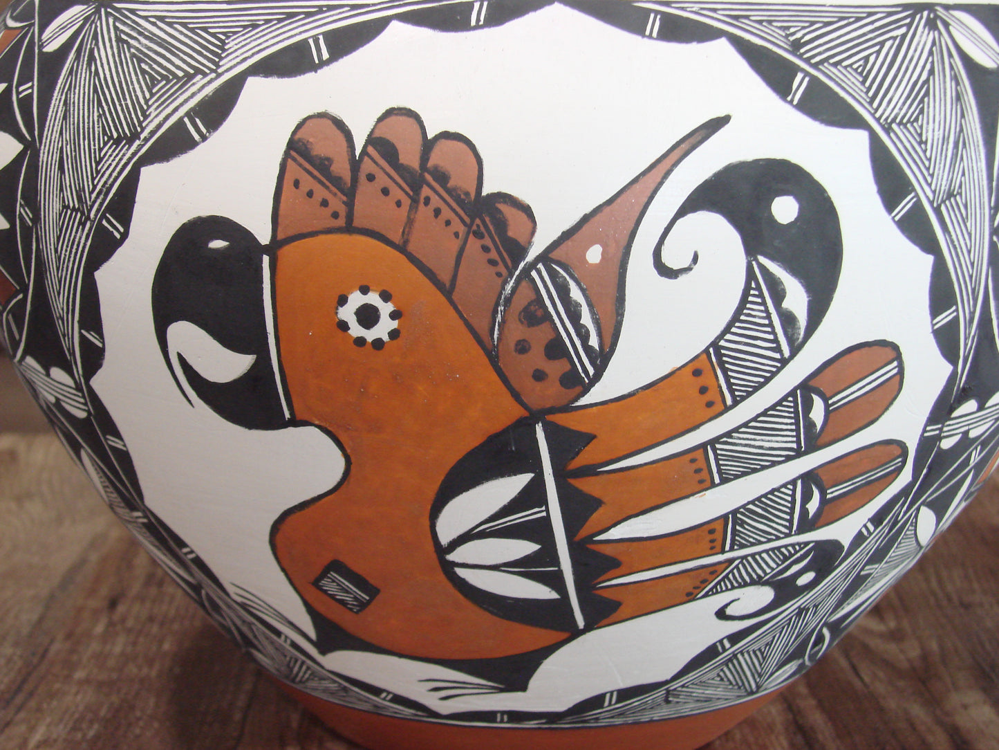 Native American Acoma Fine Line Hand Painted Pottery by R. Trujillo