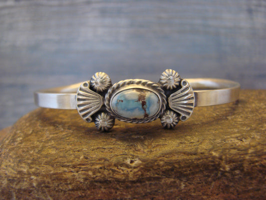Small Native American Sterling Silver & Sonoran Turquoise Bracelet