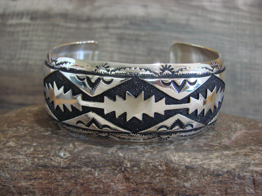 Native American 1" Sterling Silver Petroglyph Bracelet by Singer