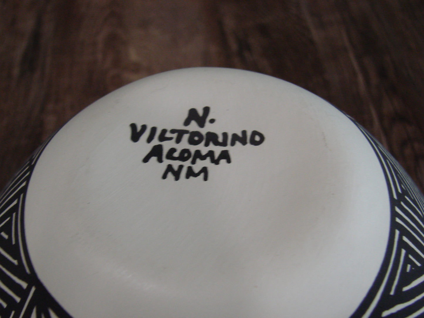 Native American Acoma Fine Line Hand Painted Pottery by Victorino