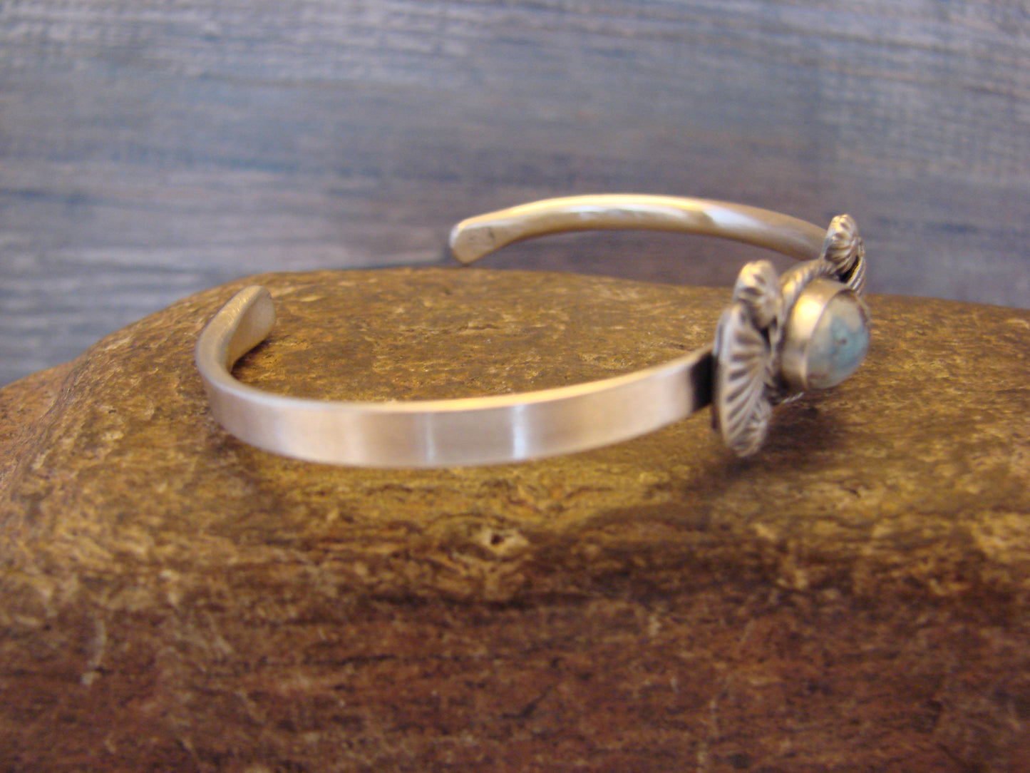 Small Native American Sterling Silver & Sonoran Turquoise Bracelet