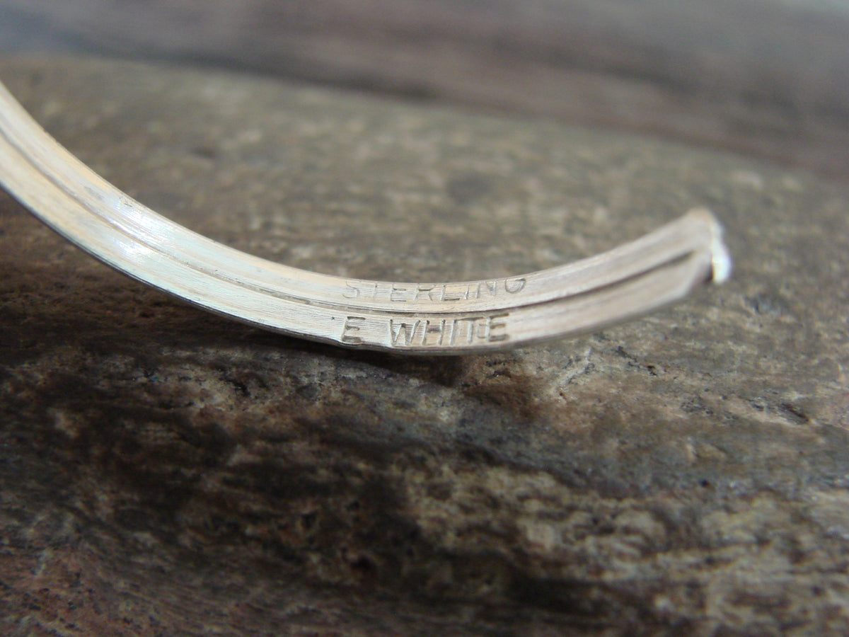 Native American Sterling Silver & Spiny Oyster Bracelet by White