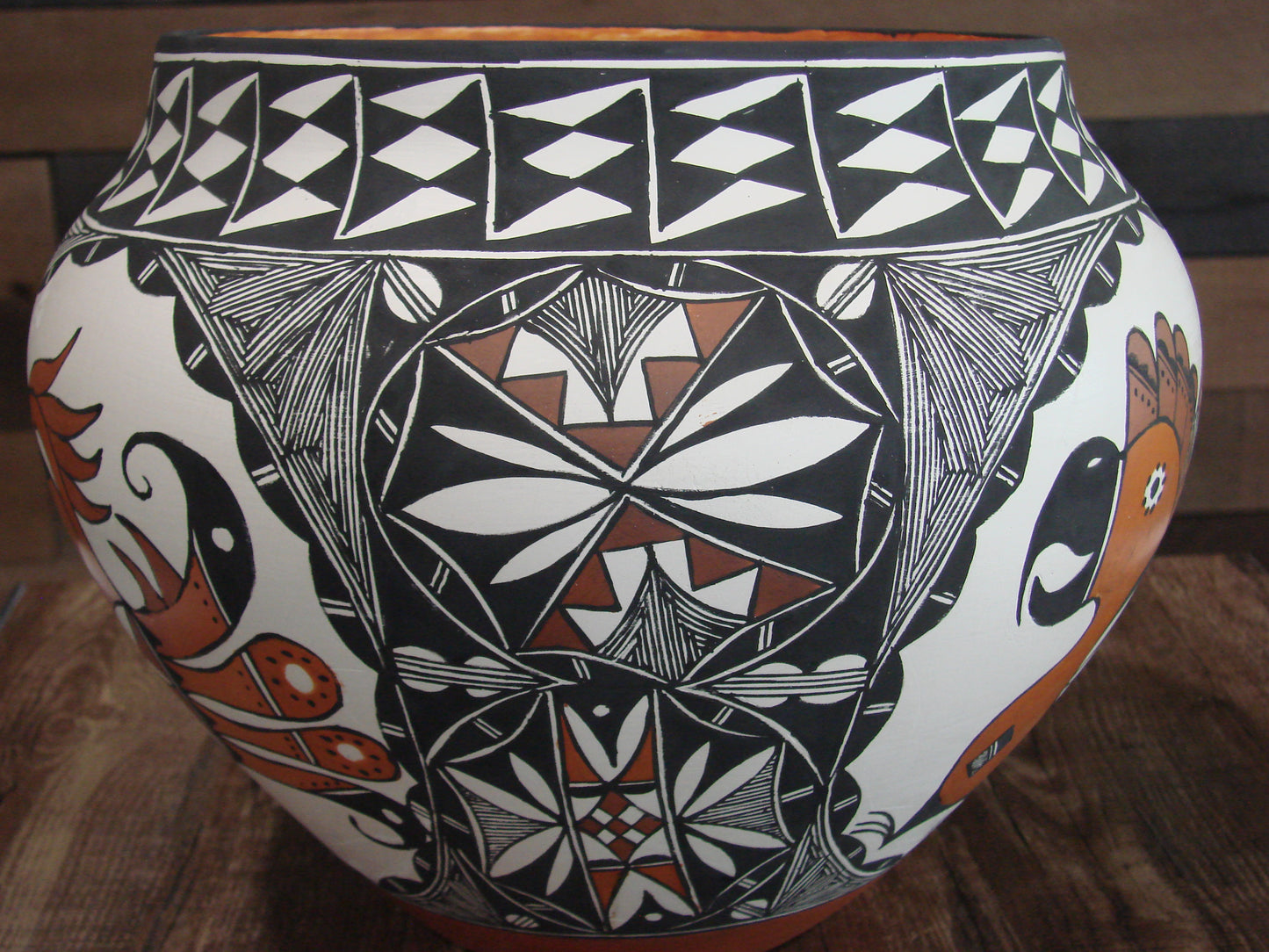 Native American Acoma Fine Line Hand Painted Pottery by R. Trujillo