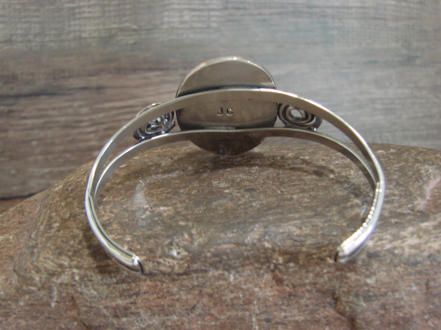 Native American Nickel Silver & Turquoise Bracelet by Cleveland