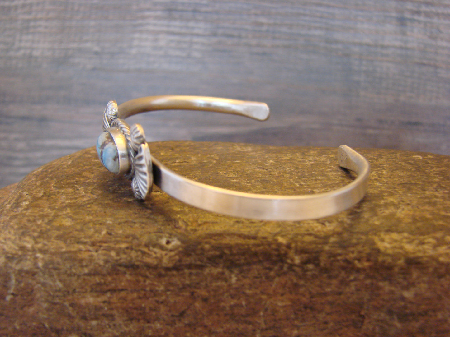 Small Native American Sterling Silver & Sonoran Turquoise Bracelet