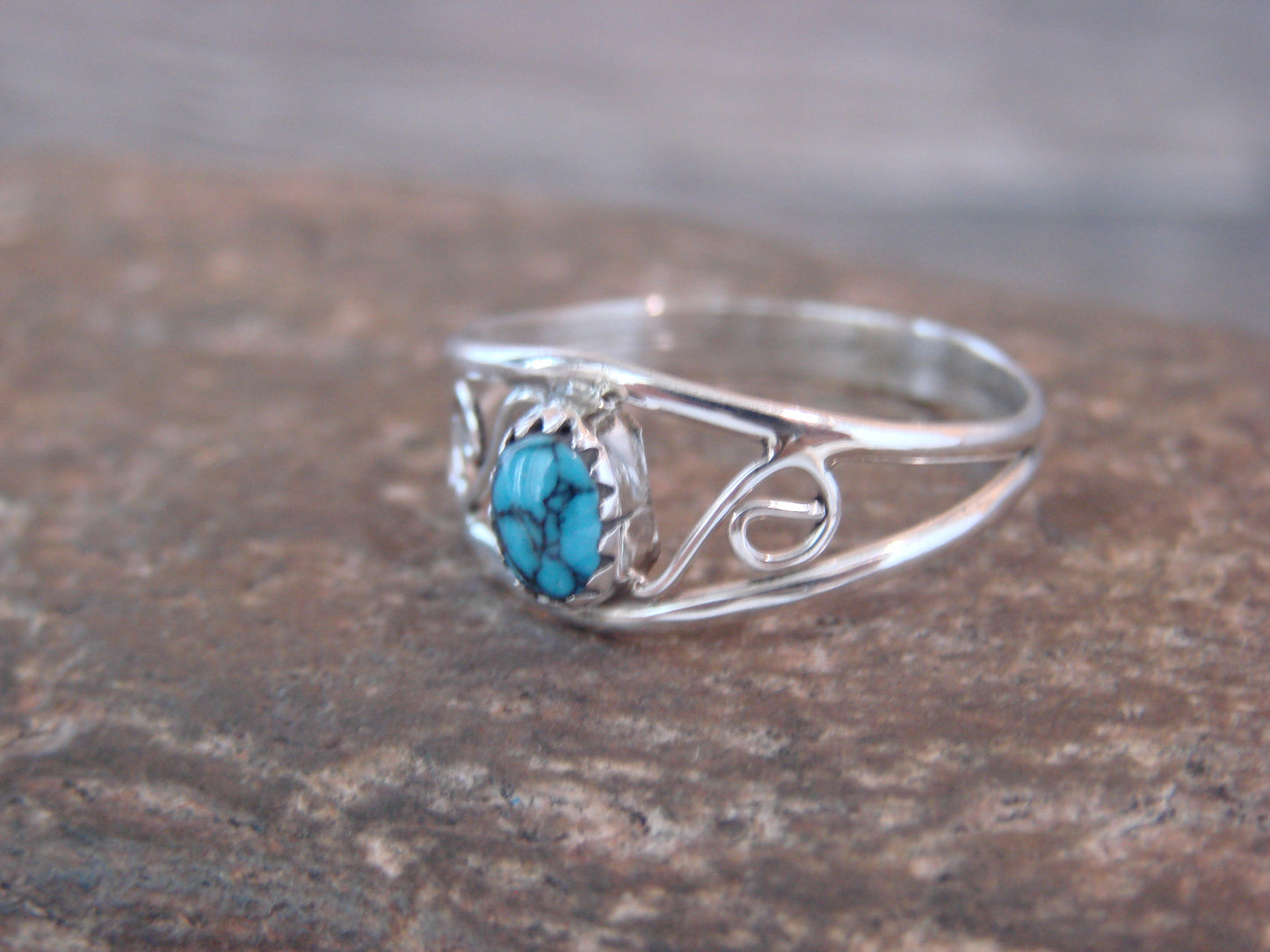 Native American Sterling Silver & Turquoise Ring Size 8.5 by Lincoln