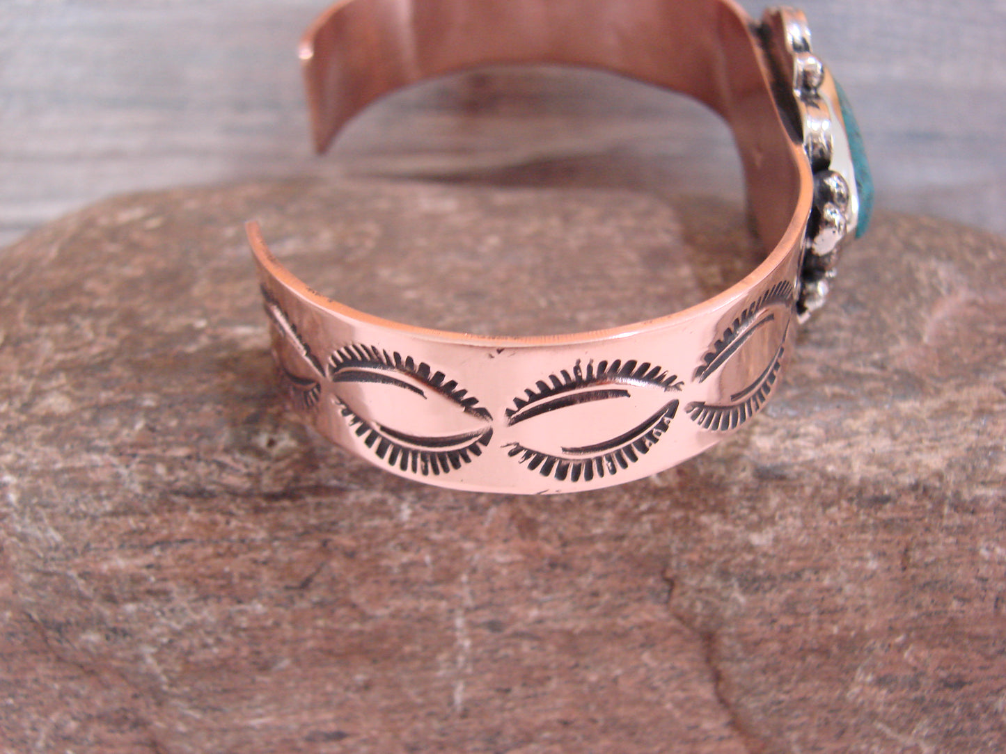 Native American Copper & Turquoise Bracelet by Cleveland