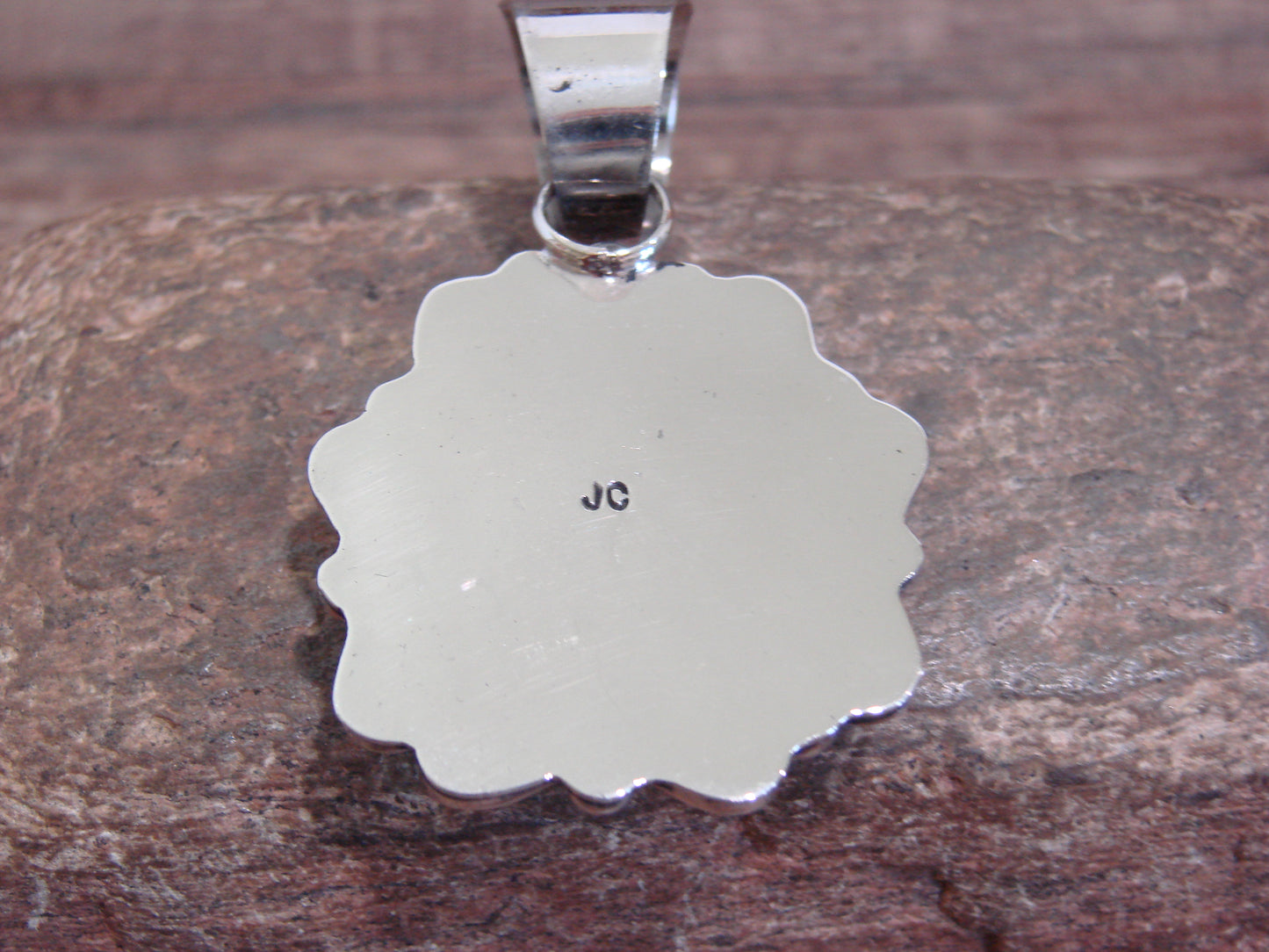 Native American Nickel Silver & Turquoise Pendant - Cleveland