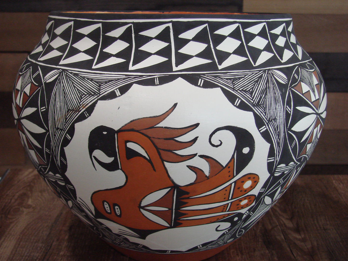 Native American Acoma Fine Line Hand Painted Pottery by R. Trujillo