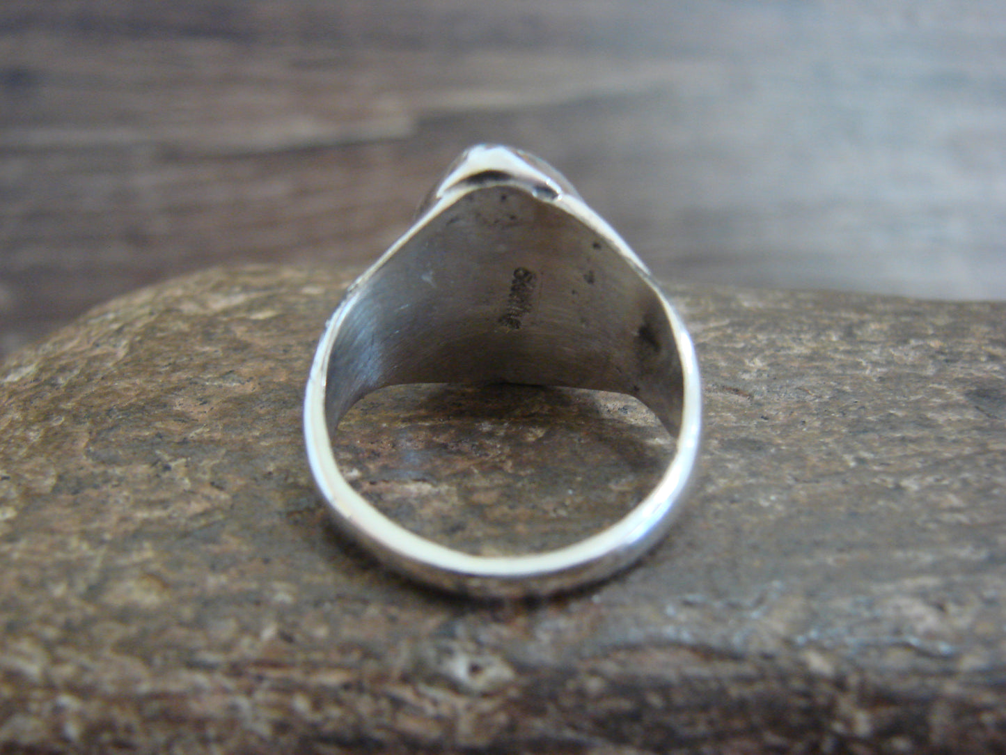 Native American Sterling Silver & Turquoise Ring by Bekis - Size 9.5