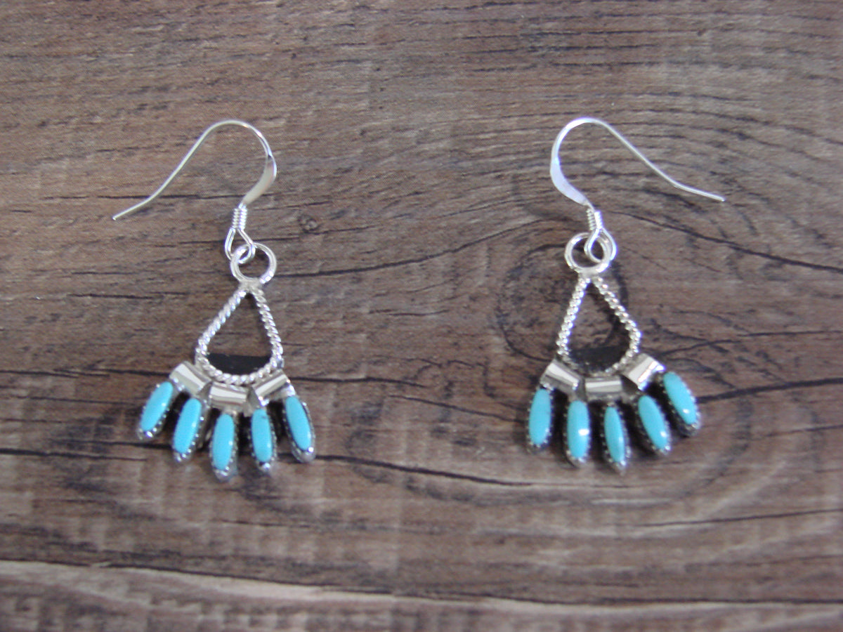 Native American 19" Sterling Silver & Turquoise Cluster Necklace Set by Hustito